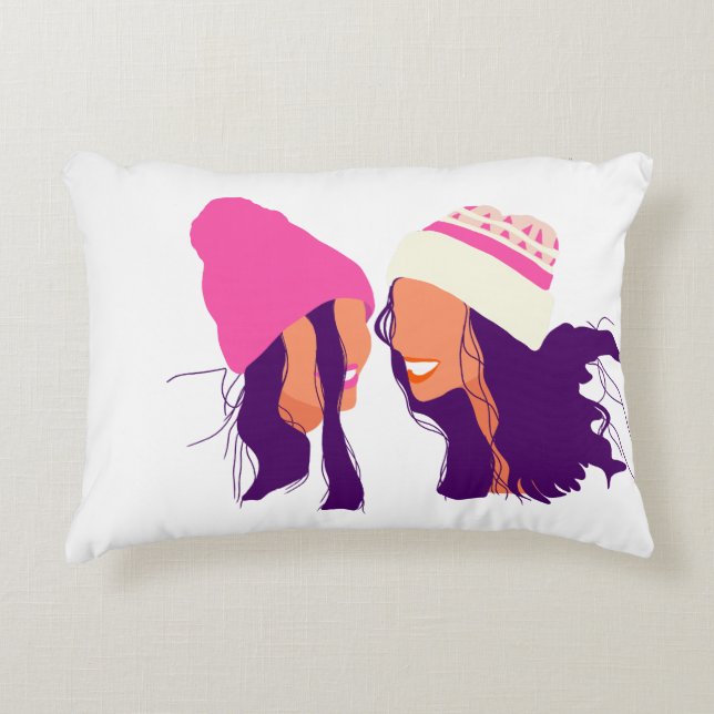 Decorativa Ilustração de Melhores Amigas • Almofada de Acento (Frente)