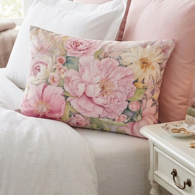 Decorativa Linda almofada de acento peônias rosa (Criador carregado)