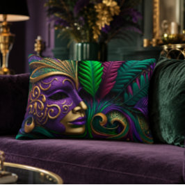 Decorativa Máscara de Mardi Gras 16x12 Almofada de Acabamento