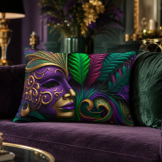 Decorativa Máscara de Mardi Gras 16x12 Almofada de Acabamento