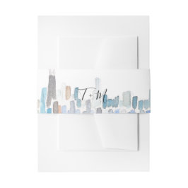 Decorativa Para Convite Faixa Clássica Aquarela do Horizonte de Chicago