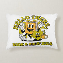 Retro Book & Brew Buds Almofada Lombar para Leitur