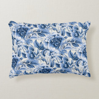 Decorativa Toile francesa & toile de Jouy. Azul. Almofada de