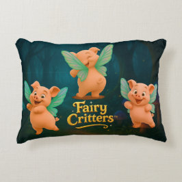 Decorativa Trio de Porquinhos Fadas Almofada com Acabamento