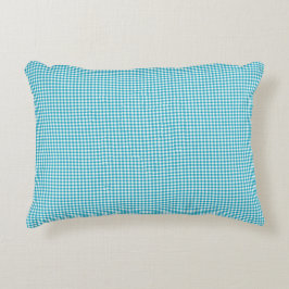 Decorativa Uma almofada com padrão xadrez azul e branco