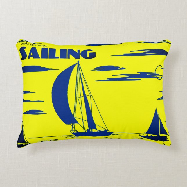 Decorativa "Velejando" Almofada de Arte Oceânica (Frente)