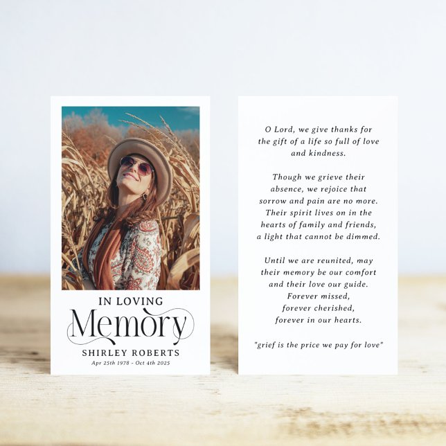 Decorative Typography Photo Sympathy Prayer Card (Criador carregado)