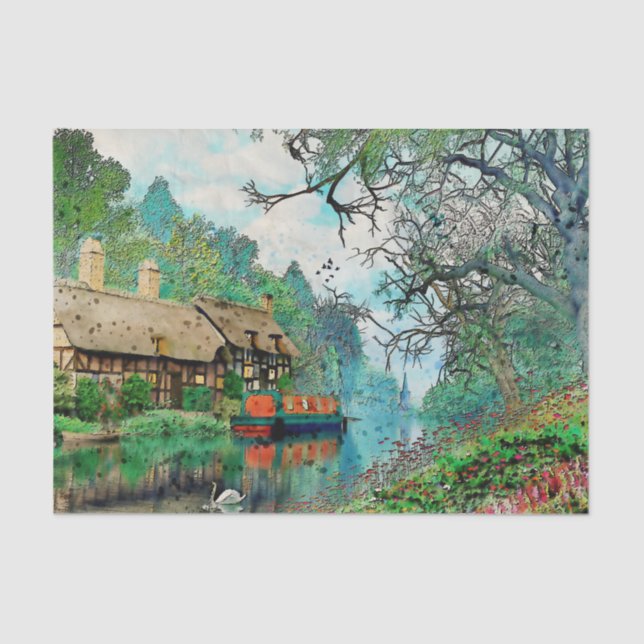 Decoupage da Cena Paisagem, Papel Tecidual (Frente )