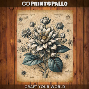 Decoupage - Flor branca em pergaminho