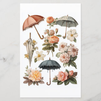 Decoupage - flores românticas vintage e guarda-chu
