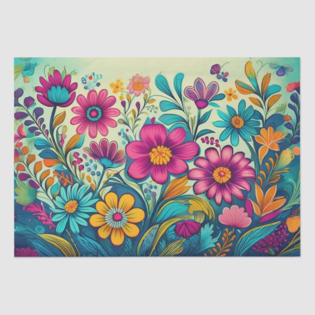 Decoupage - Folhas de Arte Folclórica - Papel Teci (Frente )