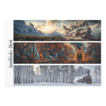 Decoupage Seasonal Trains 26x26 for Handsaws