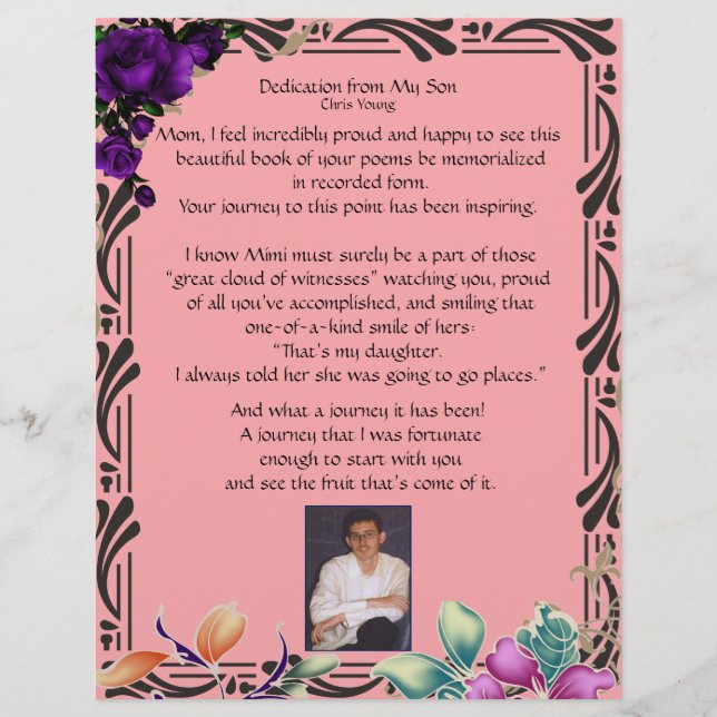 Dedicação do meu filho no Papel Personalizado Peac (Frente)