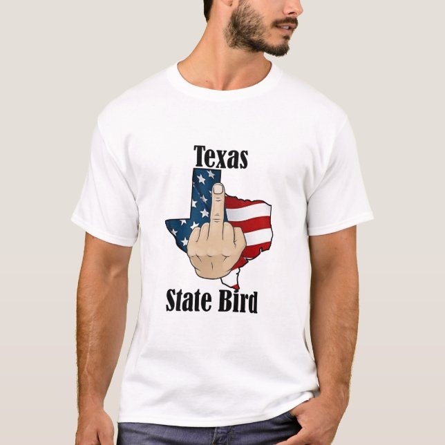 Dedo médio da camiseta de pássaros do Texas (Frente)