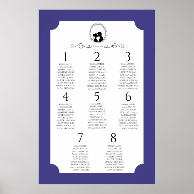 Deep Blue Regency Seating Chart Poster 3 of 3 (Frente)