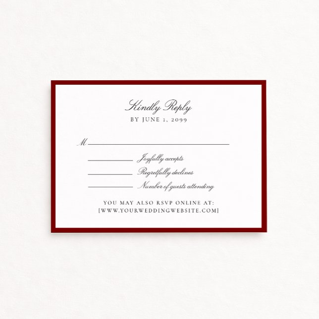 Deep Red Wedding Rsvp card (Criador carregado)