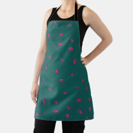 Deep Teal Japanese Deep Pink Cosmos Floral Pattern