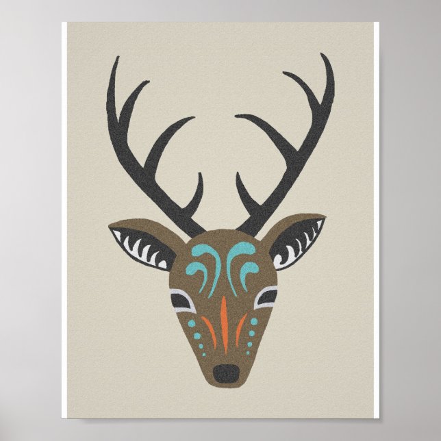 Deer Antler Modern Wildlife Totem Poster (Frente)