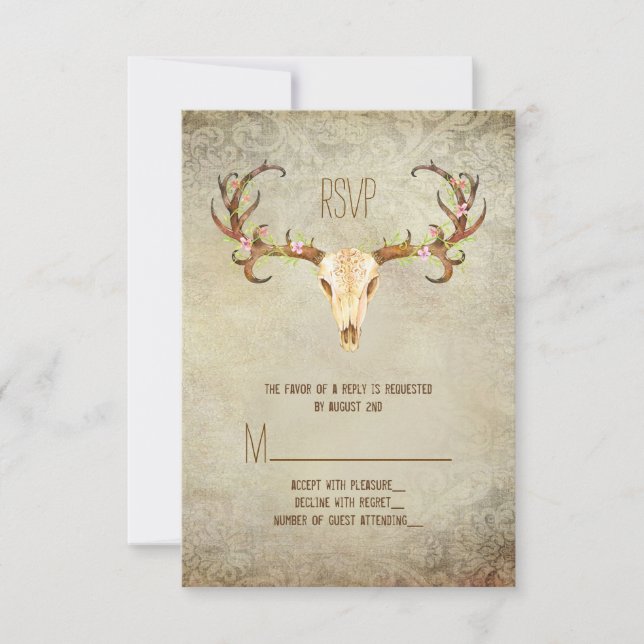 Deer Antler Southwestern Wedding RSVP (Frente)