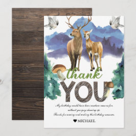 Deer Birthday Woodland Cartões de agradecimentos