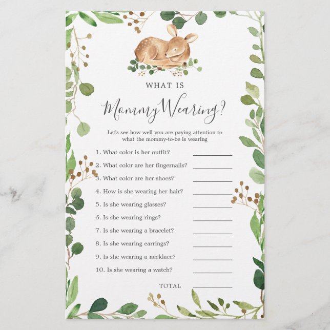 Deer Chá de fraldas O que é a Mamãe Vestindo (Frente)