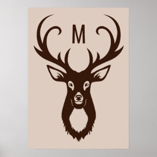 Deer com seu poster personalizado do Monograma