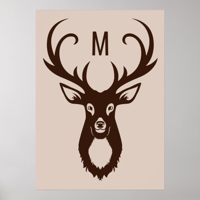 Deer com seu poster personalizado do Monograma (Frente)