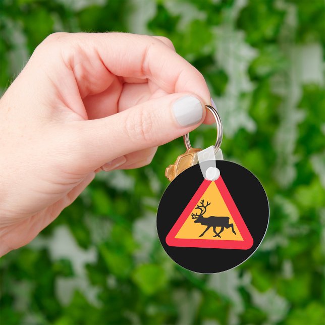 Deer Crossing Road Sign Chaveiro (Criador carregado)