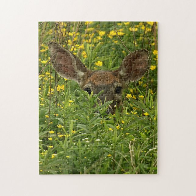 Deer Entre Quebra-cabeça de Flores Selvagens (Vertical)