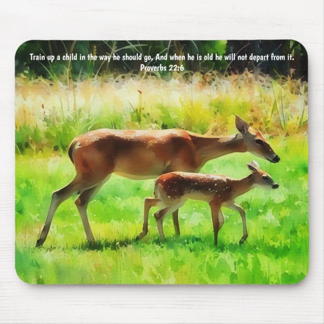 Deer Faith Bible Verse Proverbs Mouse Pad (Frente)