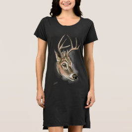 Deer Impressão na camiseta Vestido