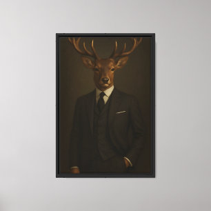 Deer in Suit Frame Canvas Wall Art