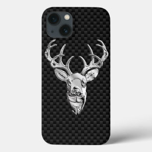 Deer on Carbon Fiber Style Impressão