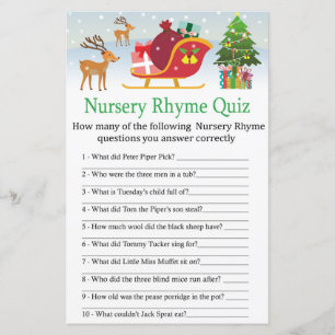 Deer sleigh com presentes Rhyme Quiz