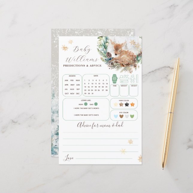 Deer Winter Woodland Fria Fora do Jogo do Chá de f (Frente/Verso In Situ)