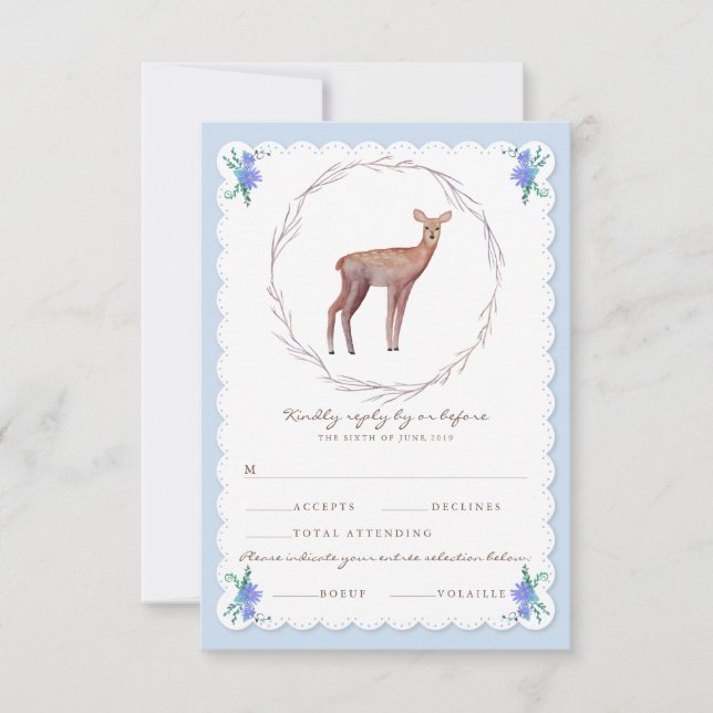 Deers in Love Woodland Casamento no inverno RSVP (Frente)