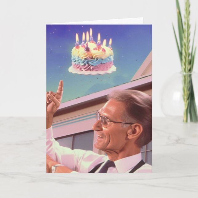 Defendendo a gravidade no seu cartão de aniversári (Frente)