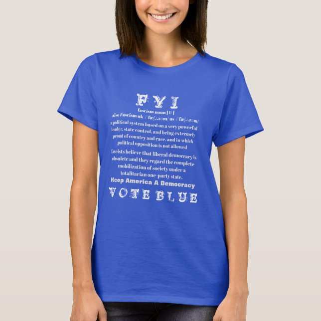 Definição azul do FYI do voto do t-shirt do (Frente)