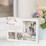 Definição da mãe | Foto Floral Três<br><div class="desc">Cartaz de madeira de colagem fotográfica moderna. Apresentando uma doce definição do que a mãe está com espaço para mensagens, nomes e/ou anos personalizados. Ela deu à luz a você, alimentou-o, pegou-o de danças horríveis do ensino médio, e não se esqueça de lhe mostrar o quanto você é grato! Os...</div>