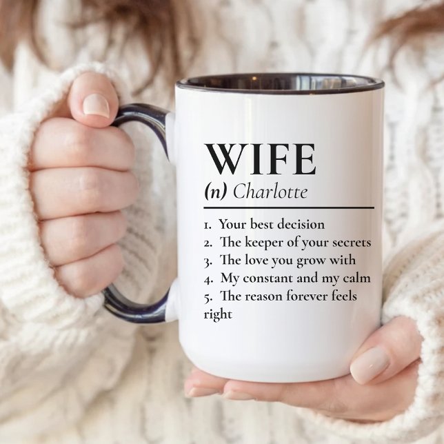 Definição de Esposa Caneca Personalizada Presente  (Wife Definition Mug Anniversary Gift for Couples, Custom Wife Definition Mug Gift for Newlyweds)