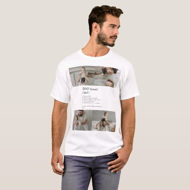 Definições engraçadas do Pai Foto Colagem T-Shirt (Frente Completa)