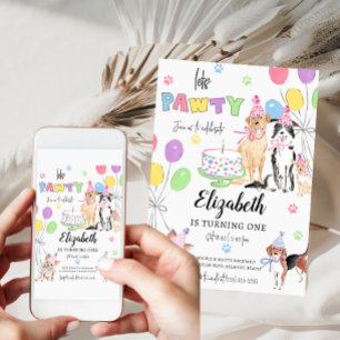 Deixa Cachorro Pawty Primeiro Cartão de Aniversári