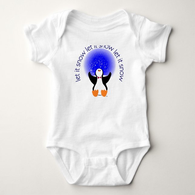 Deixais lhe para nevar camisa do bebê do pinguim (Frente)