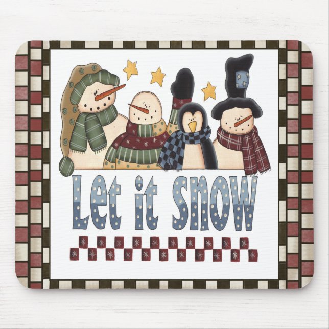 Deixais lhe para nevar Natal Mousepad dos bonecos (Frente)