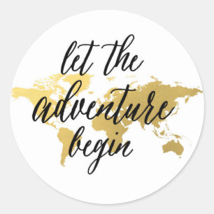 Deixe a aventura começar o ouro e a etiqueta