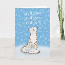 "Deixe-a nevar", doce cartão de Natal do leopardo 
