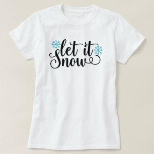 Deixe nevar a camiseta das mulheres no Natal
