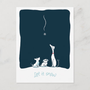 Deixe Nevar Cães - Cartão Postal Azul Meia-Noite