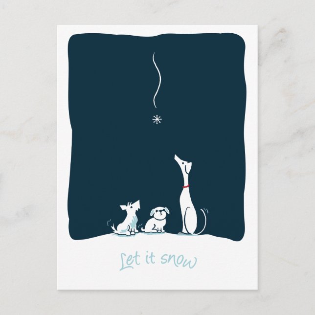 Deixe Nevar Cães - Cartão Postal Azul Meia-Noite (Frente)