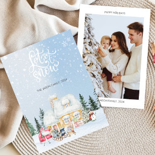 Deixe nevar Cartão de Foto de Natal do Papai Noel 